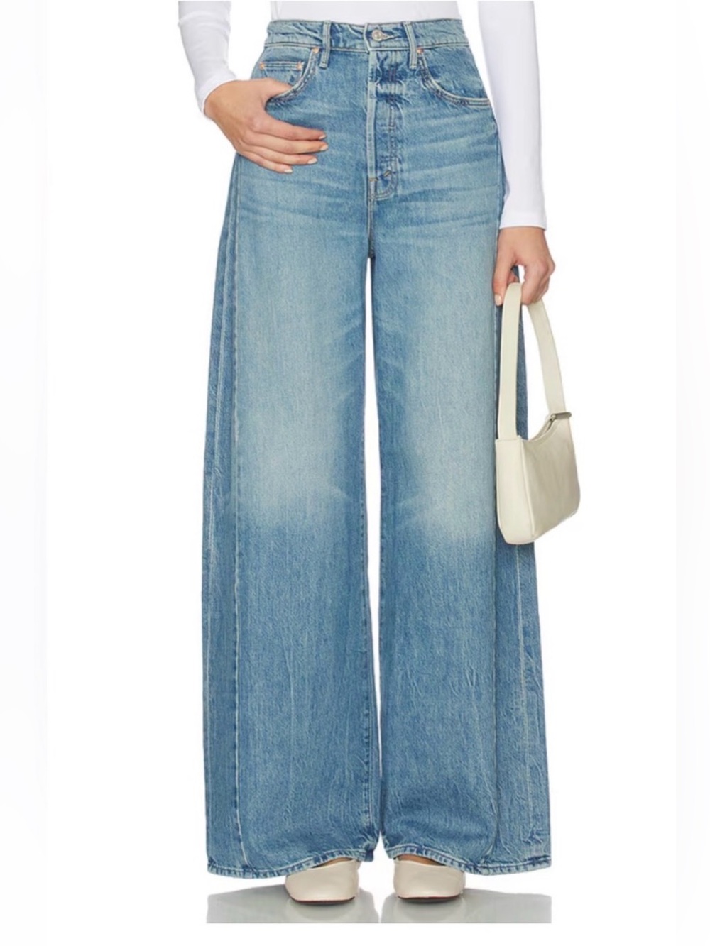 MOTHER Petite Pipe Dream Wide Leg Jeans - Size 28